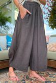 Sandbar Linen Blend Barrel Culotte Pant Chocolate